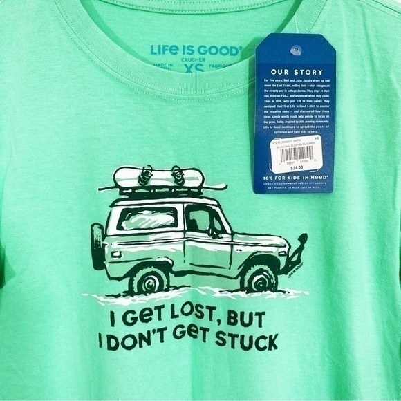 Life is Good NWT XS Long Sleeve Womens Crusher Tee Green Snow Winter Jeep Bronco - Picture 5 of 10